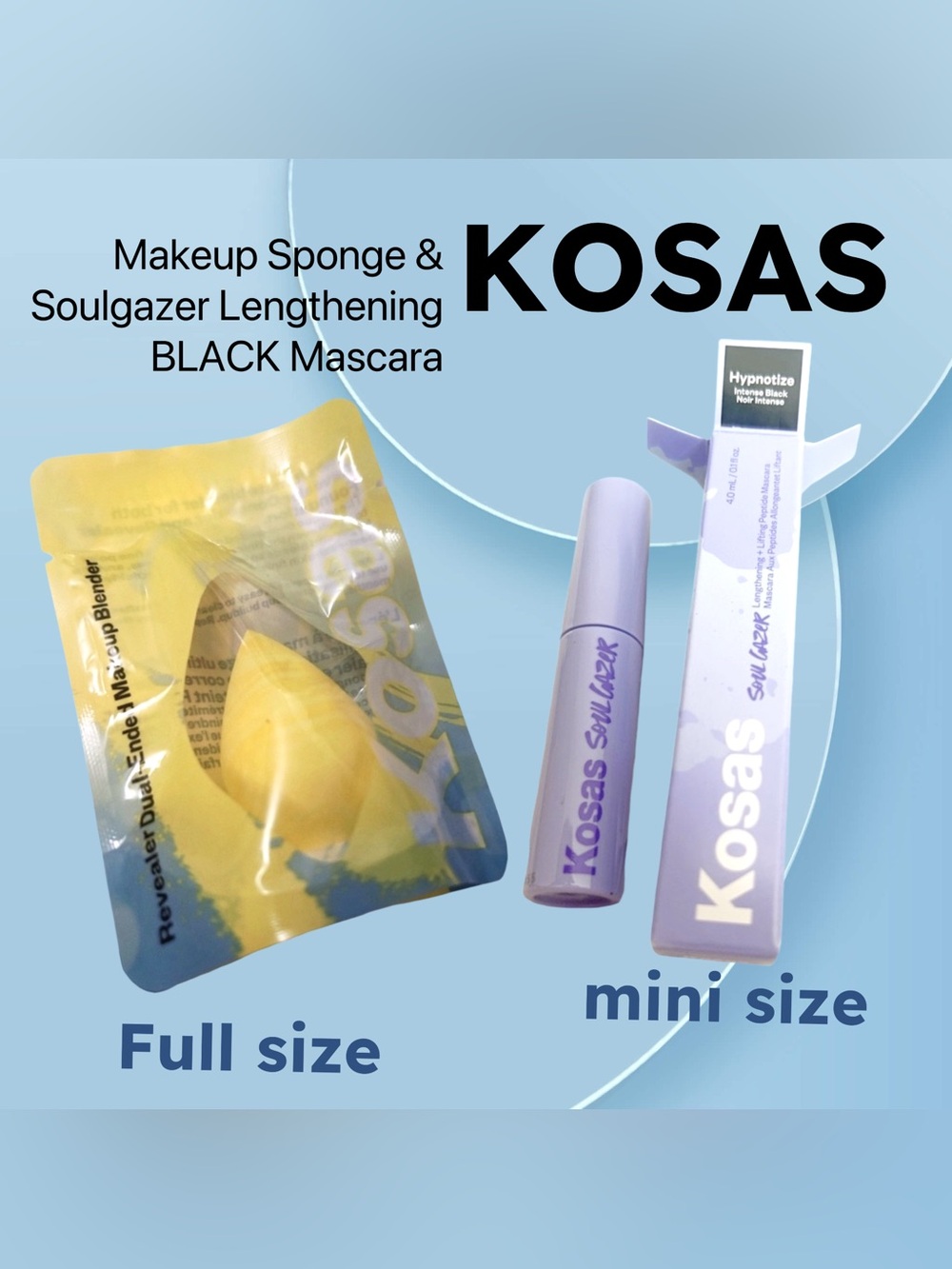 ⬇️🇺🇸🆕NIB KOSAS | REG Dual tip Makeup Sponge & MINI Soulgazer Mascara